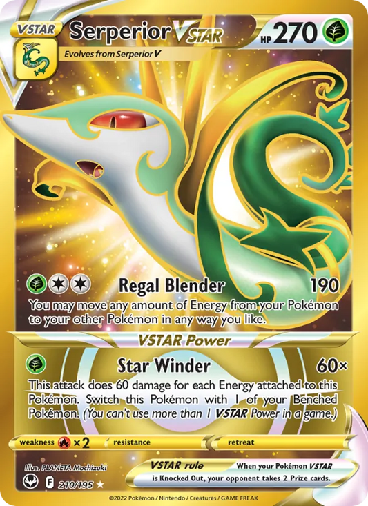 Serperior VSTAR Holo 210/195 Silver Tempest Pokémon Card