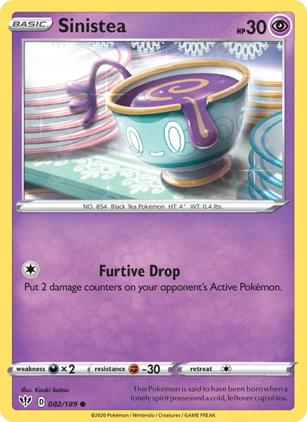 Sinistea Reverse Holo 082/189 Darkness Ablaze Pokémon Card