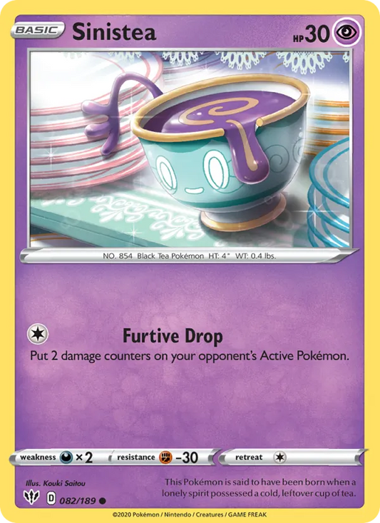 Sinistea Reverse Holo 082/189 Darkness Ablaze Pokémon Card
