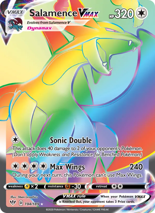 Salamence VMAX Holo 194/189 Darkness Ablaze Pokémon Card