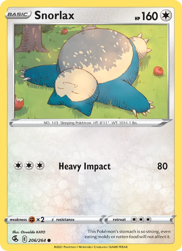 Snorlax Reverse Holo 206/264 Fusion Strike Pokémon Card
