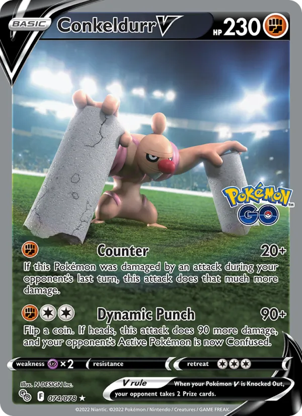 Conkeldurr V Holo 074/78 Pokémon GO Pokémon Card