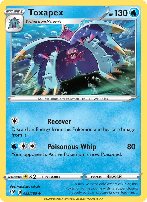 Toxapex Reverse Holo 052/189 Darkness Ablaze Pokémon Card