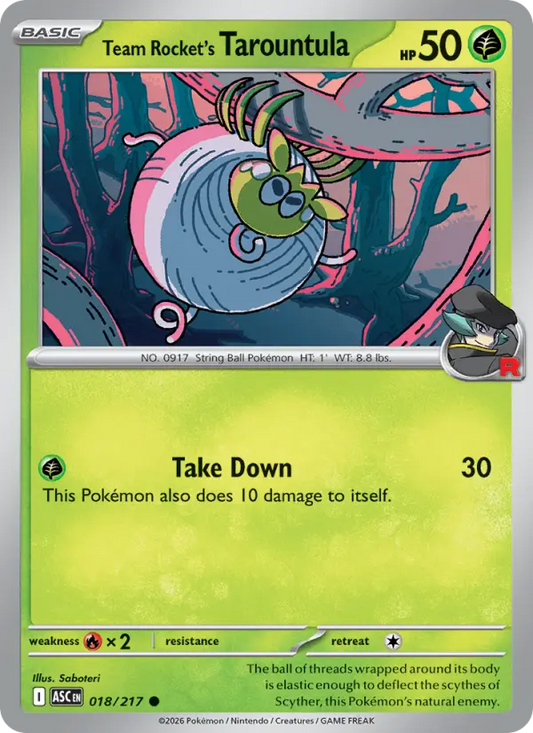 Team Rocket's Tarountula Reverse Holo 018/217 Ascended Heroes Pokémon Card