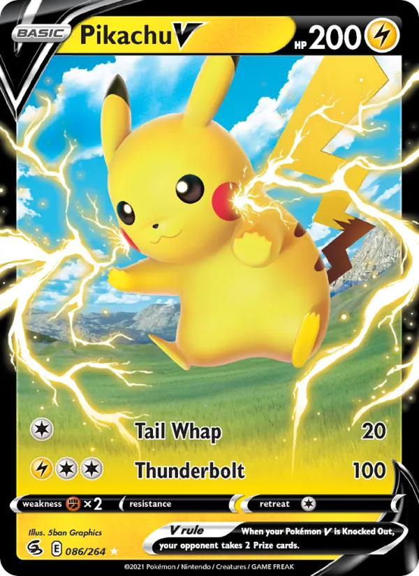 Pikachu V Holo 086/264 Fusion Strike Pokémon Card