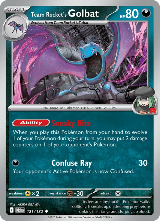 Team Rocket's Golbat Normal 121/182 Destined Rivals Pokémon Card