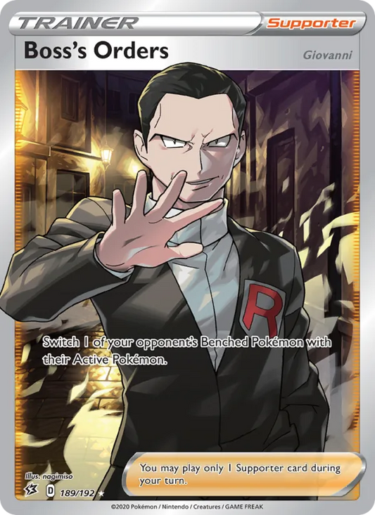 Boss's Orders (Giovanni) Holo 189/192 Rebel Clash Pokémon Card