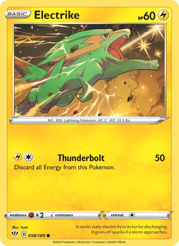 Electrike Reverse Holo 058/189 Darkness Ablaze Pokémon Card