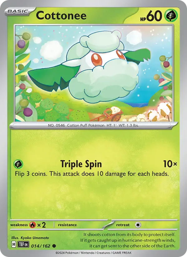 Cottonee Reverse Holo 014/162 Temporal Forces Pokémon Card
