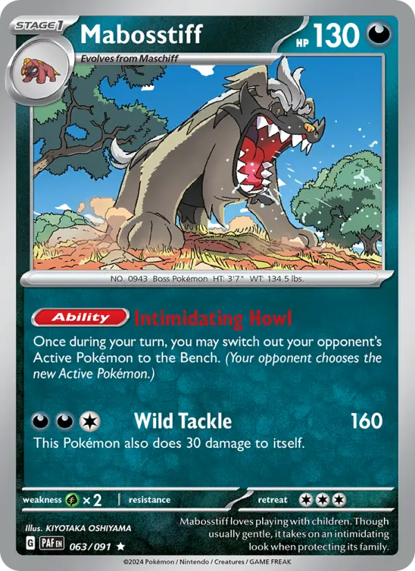 Mabosstiff Reverse Holo 063/91 Paldean Fates Pokémon Card