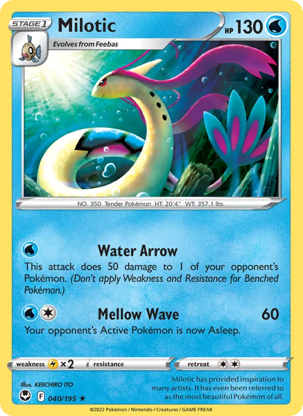 Milotic Reverse Holo 040/195 Silver Tempest Pokémon Card