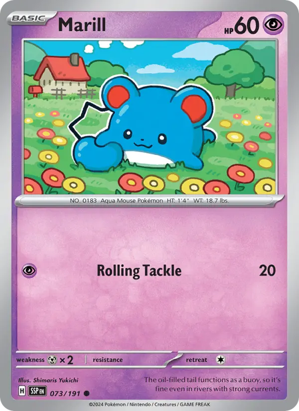 Marill Reverse Holo 073/191 Surging Sparks Pokémon Card