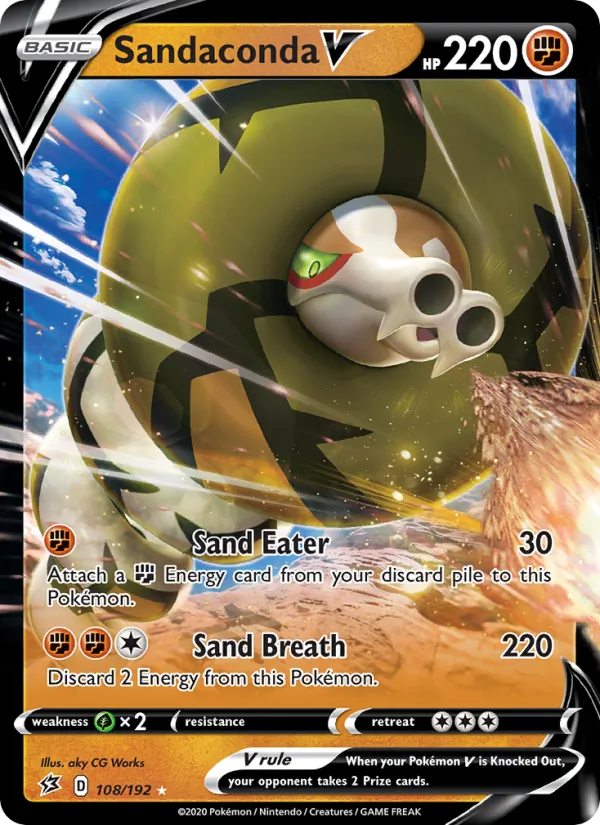 Sandaconda V Holo 108/192 Rebel Clash Pokémon Card