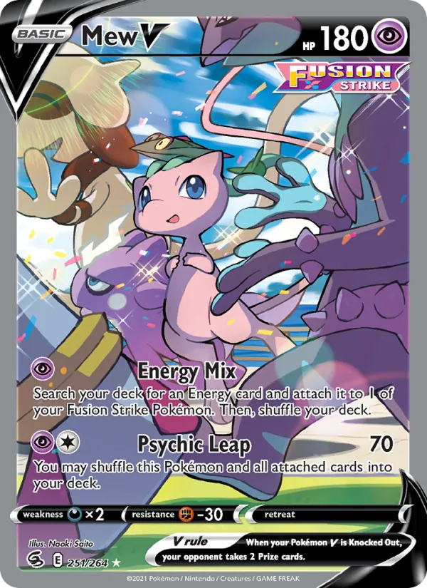 Mew V Holo 251/264 Fusion Strike Pokémon Card