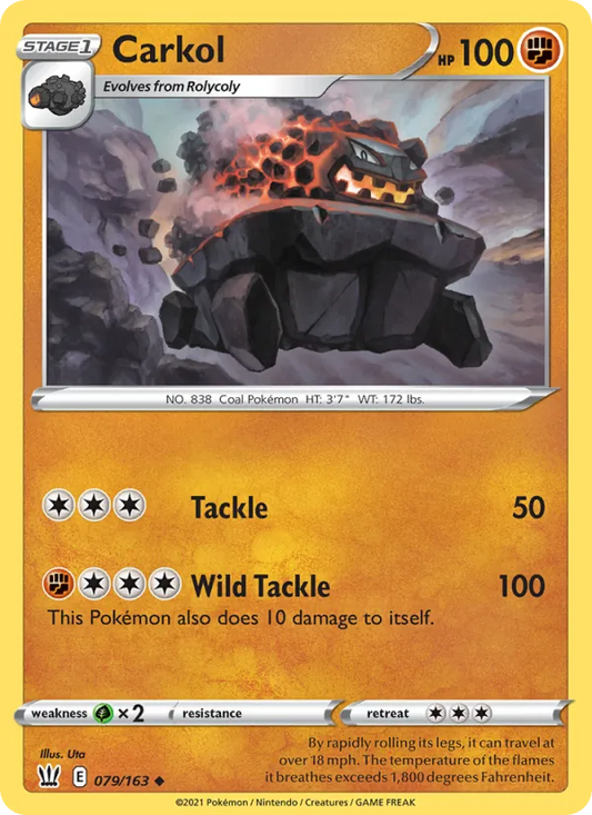 Carkol Reverse Holo 079/163 Battle Styles Pokémon Card
