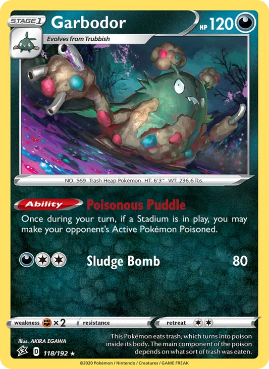 Garbodor Reverse Holo 118/192 Rebel Clash Pokémon Card