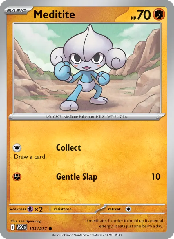 Meditite Reverse Holo 103/217 Ascended Heroes Pokémon Card