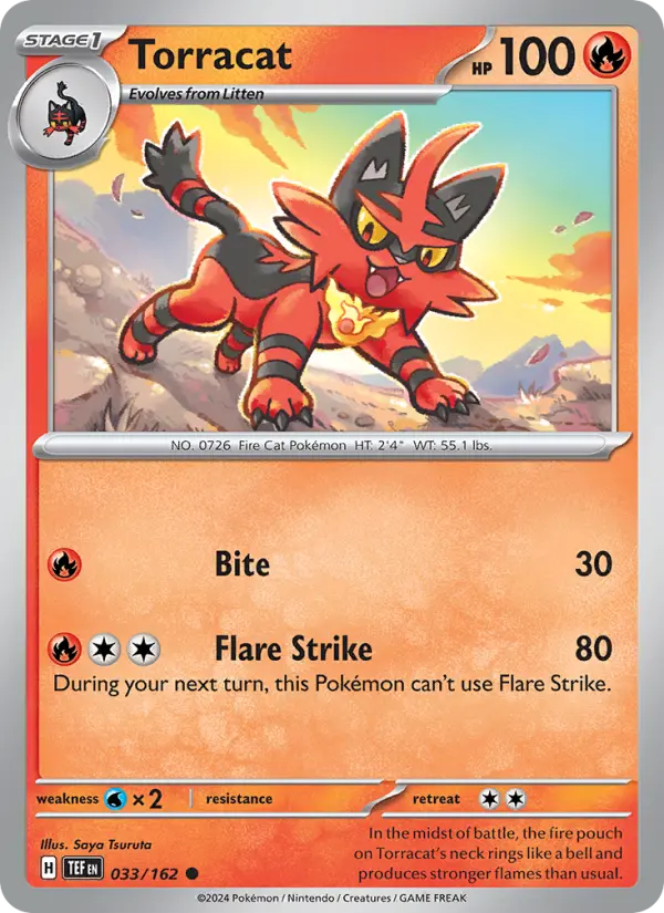 Torracat Reverse Holo 033/162 Temporal Forces Pokémon Card
