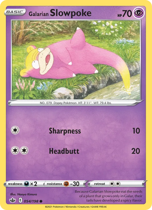 Galarian Slowpoke Reverse Holo 054/198 Chilling Reign Pokémon Card
