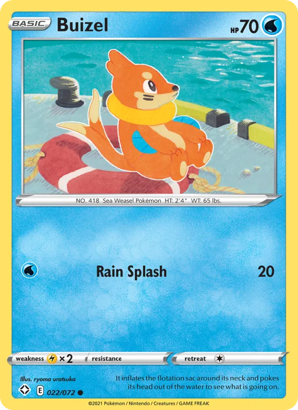 Buizel Reverse Holo 022/72 Shining Fates Pokémon Card