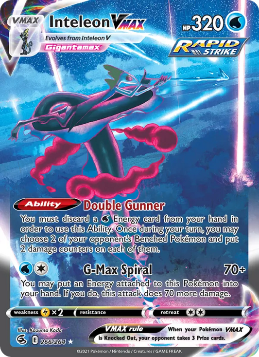 Inteleon VMAX Holo 266/264 Fusion Strike Pokémon Card
