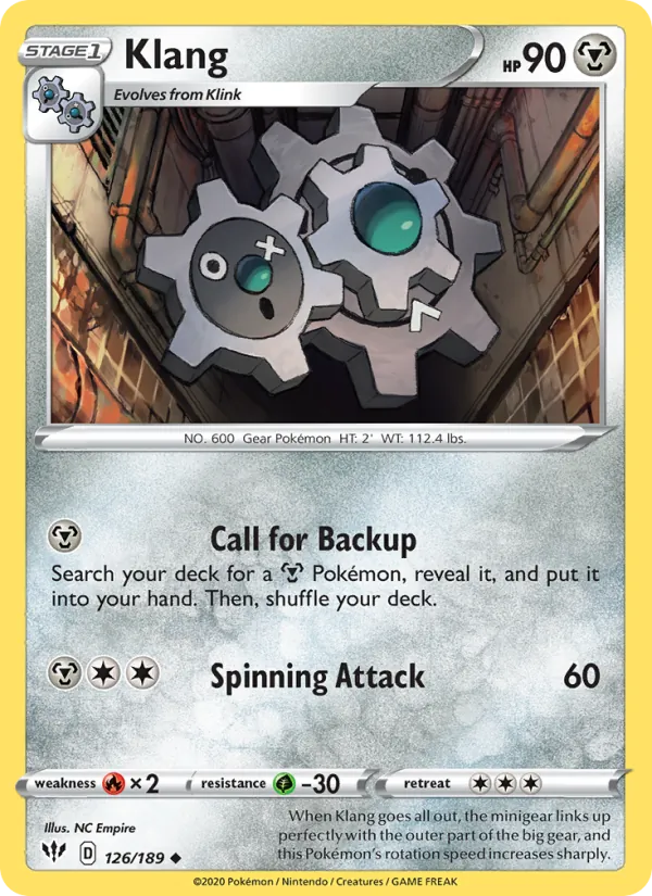 Klang Reverse Holo 126/189 Darkness Ablaze Pokémon Card