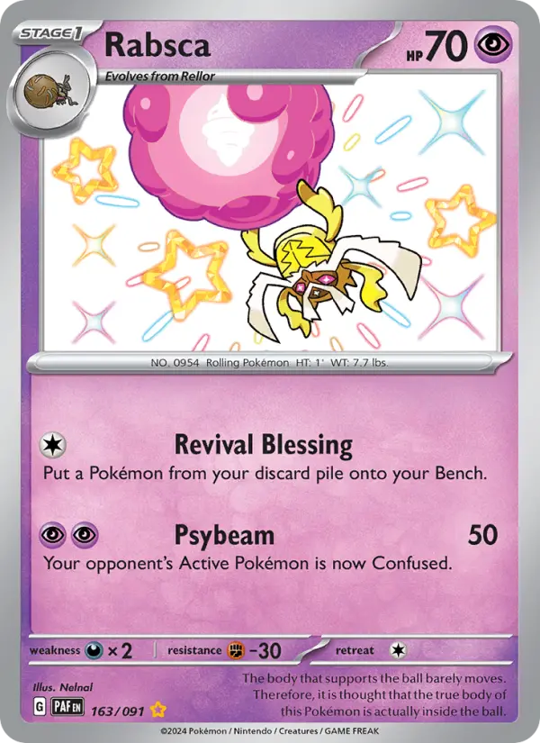 Rabsca Holo 163/91 Paldean Fates Pokémon Card