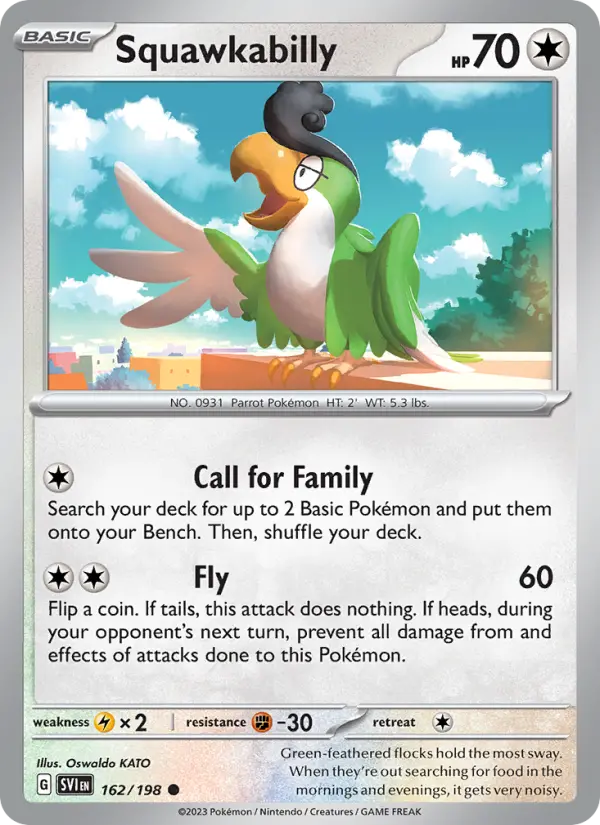Squawkabilly Non-Foil 162/198 Scarlet & Violet Pokémon Card