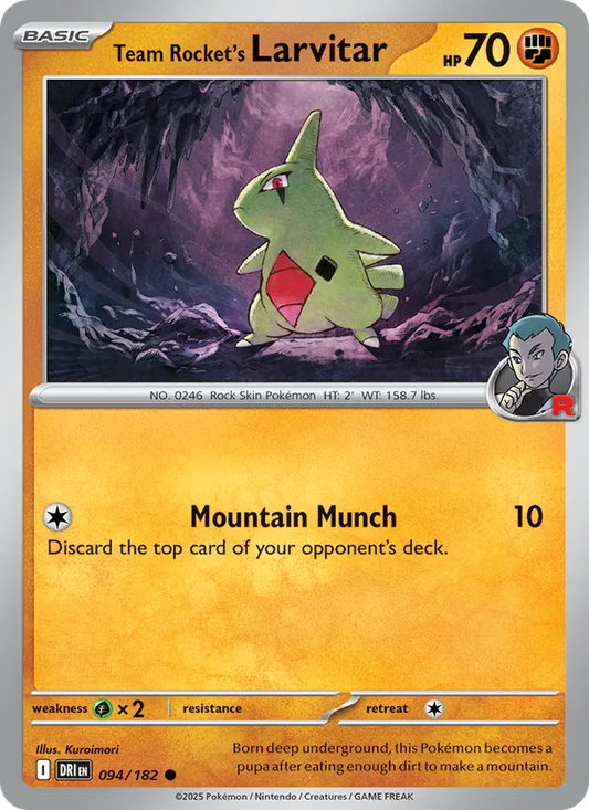 Team Rocket's Larvitar Normal 094/182 Destined Rivals Pokémon Card