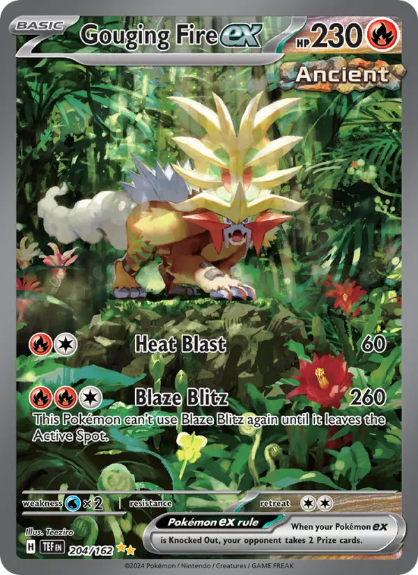 Gouging Fire ex Holo 204/162 Temporal Forces Pokémon Card