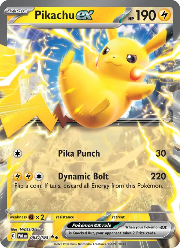 Pikachu ex Holo 063/193 Paldea Evolved Pokémon Card