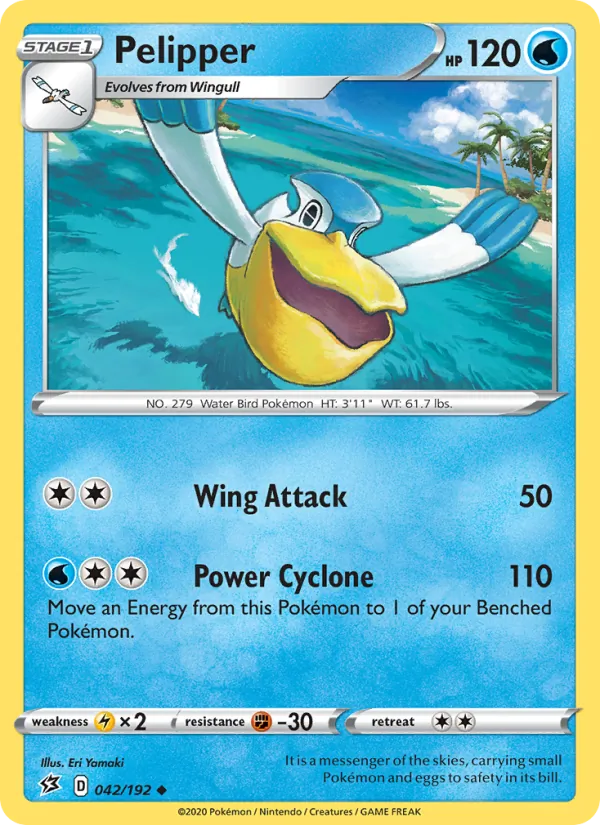 Pelipper Reverse Holo 042/192 Rebel Clash Pokémon Card