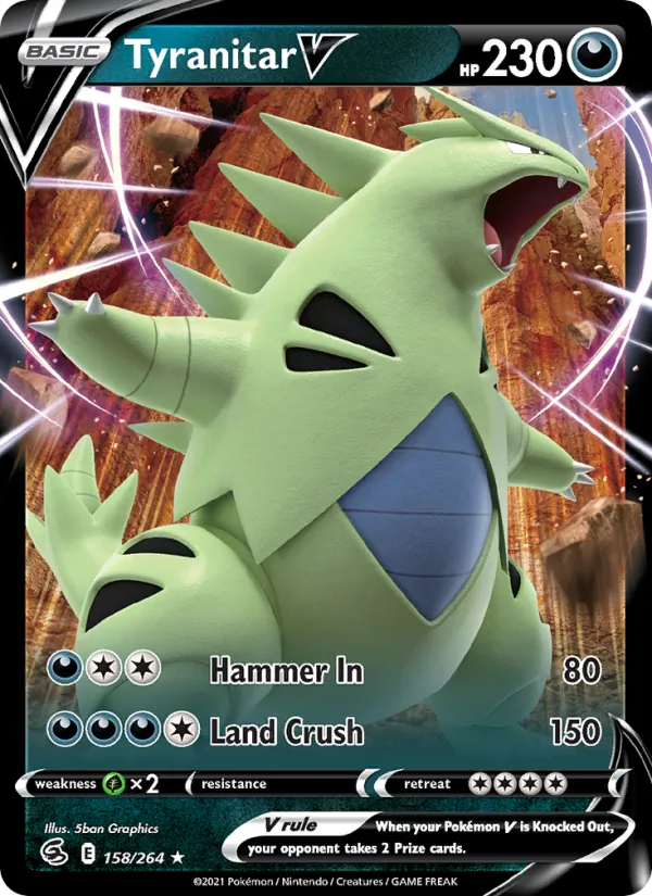 Tyranitar V Holo 158/264 Fusion Strike Pokémon Card
