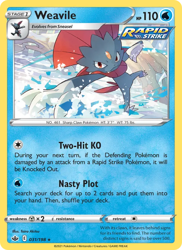 Weavile Reverse Holo 031/198 Chilling Reign Pokémon Card