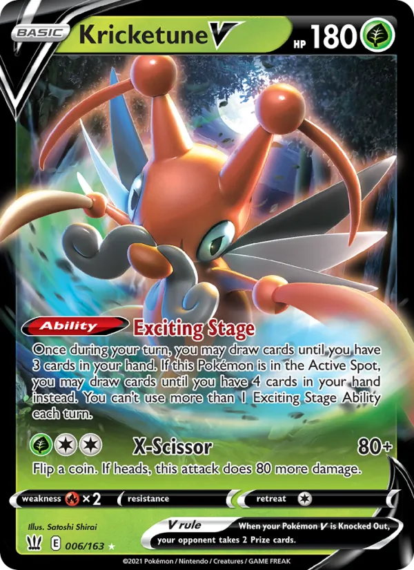 Kricketune V Holo 006/163 Battle Styles Pokémon Card