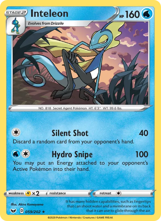 Inteleon Normal 059/202 Sword & Shield Pokémon Card