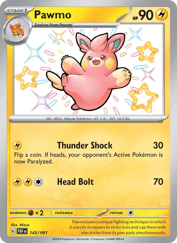 Pawmo Holo 143/91 Paldean Fates Pokémon Card