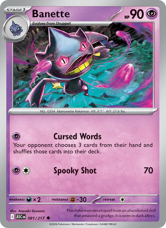 Banette Normal 091/217 Ascended Heroes Pokémon Card