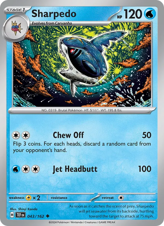 Sharpedo Normal 043/162 Temporal Forces Pokémon Card
