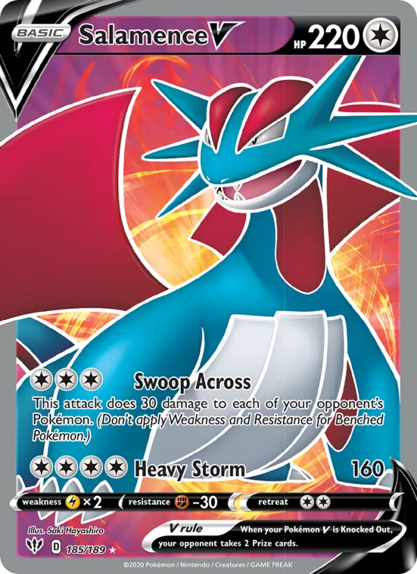 Salamence V Holo 185/189 Darkness Ablaze Pokémon Card