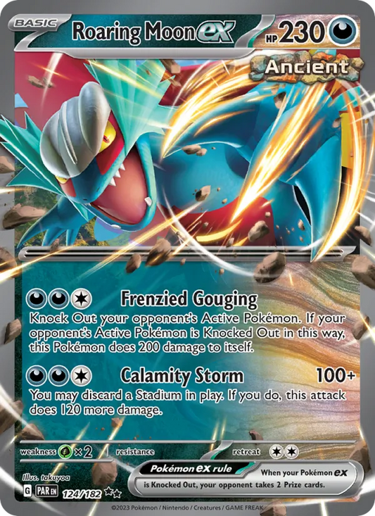 Roaring Moon ex Holo 124/182 Paradox Rift Pokémon Card