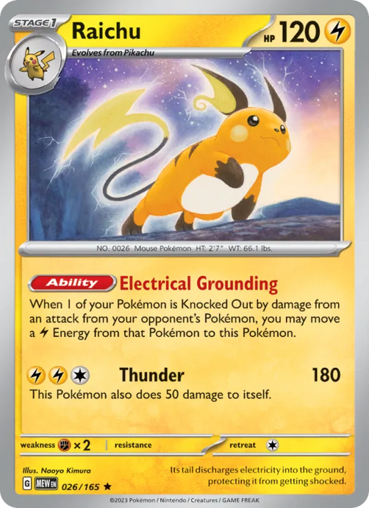 Raichu Holo 026/165 151 Pokémon Card