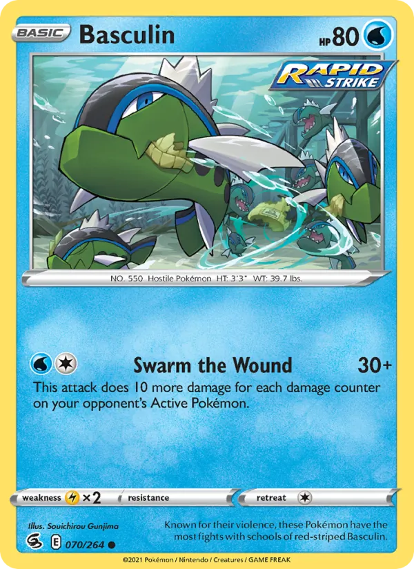Basculin Reverse Holo 070/264 Fusion Strike Pokémon Card