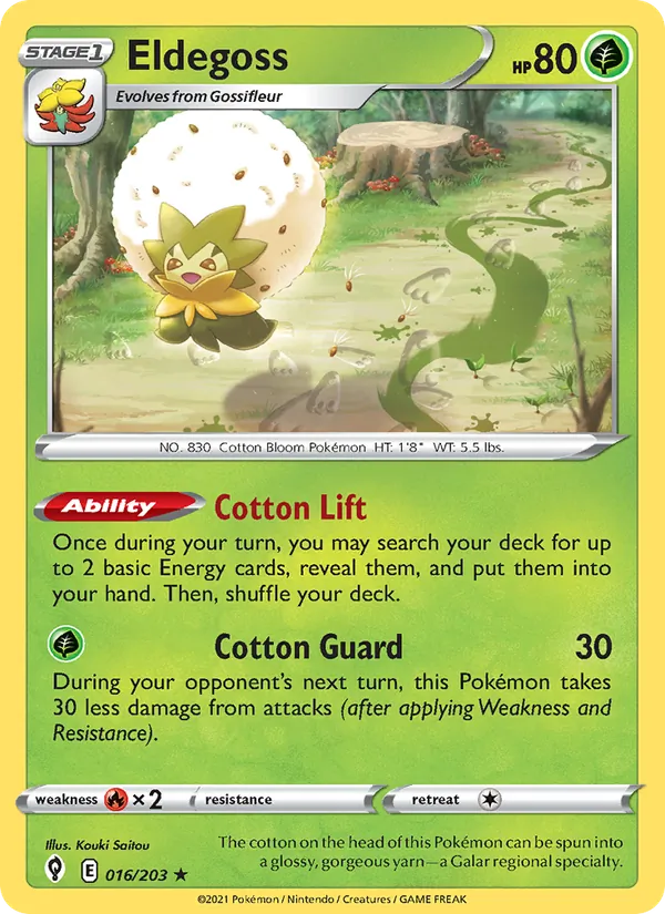 Eldegoss Reverse Holo 016/203 Evolving Skies Pokémon Card