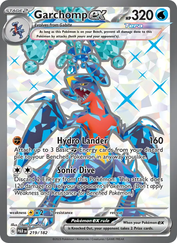 Garchomp ex Holo 219/182 Paradox Rift Pokémon Card