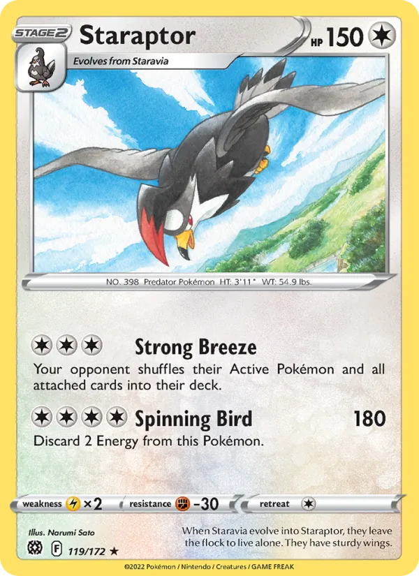 Staraptor Reverse Holo 119/172 Brilliant Stars Pokémon Card