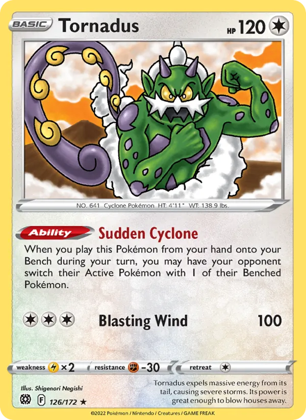 Tornadus Reverse Holo 126/172 Brilliant Stars Pokémon Card