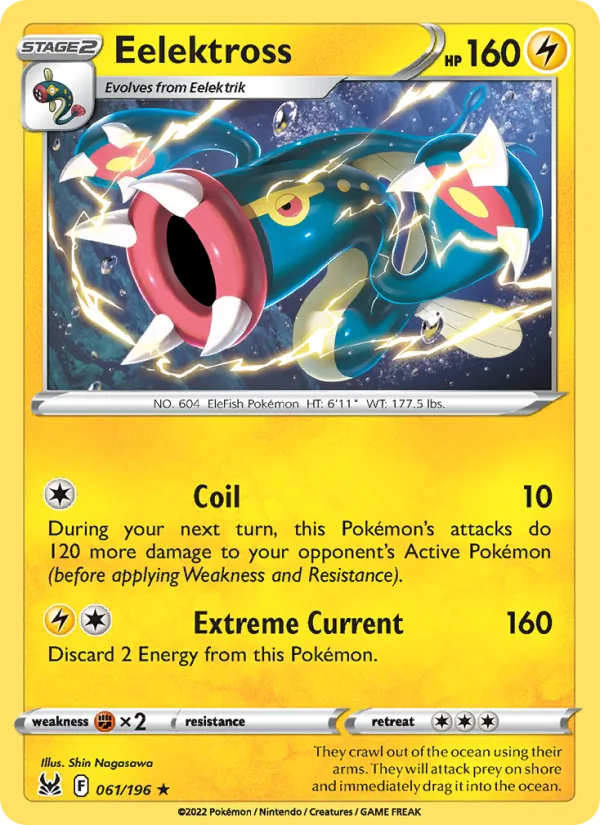 Eelektross Reverse Holo 061/196 Lost Origin Pokémon Card