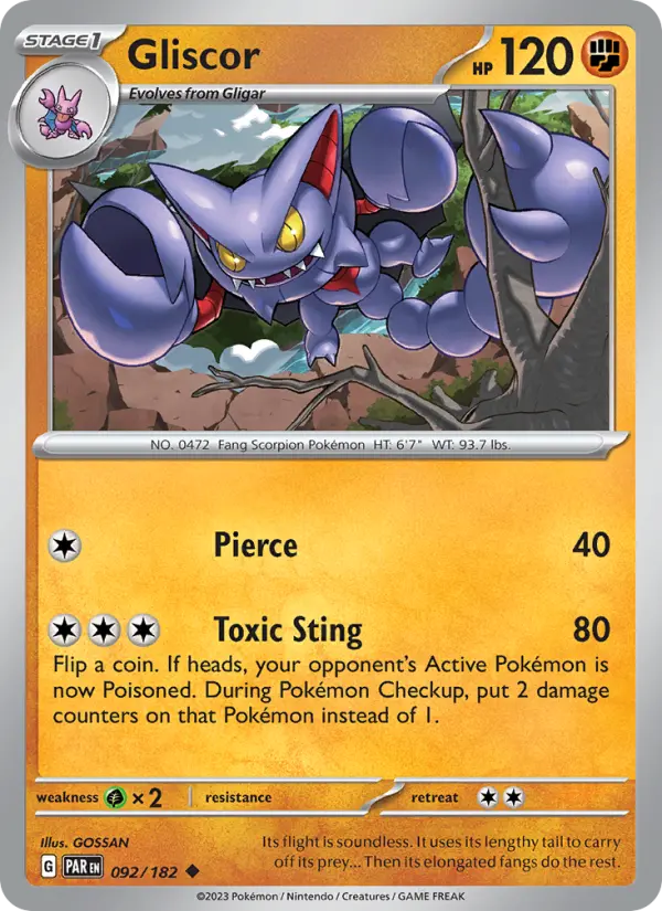 Gliscor Reverse Holo 092/182 Paradox Rift Pokémon Card