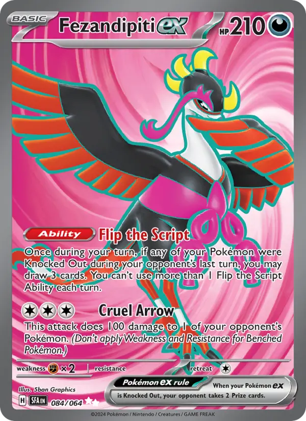 Fezandipiti ex Holo 084/64 Shrouded Fable Pokémon Card